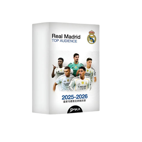 2025-26 Daka Real Madrid Top Audience Box, samlarbox med fotbollskort för samlare.
