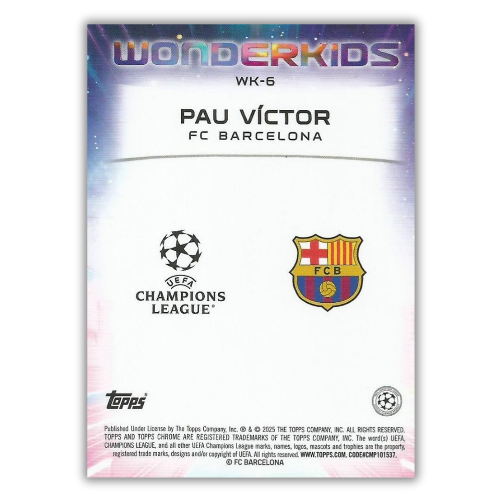 Pau Victor - Barcelona - RC - Wonderkids - Topps Chrome UCC 24/25